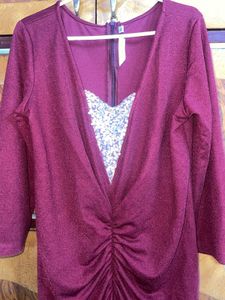 Elegant Ruched V-Neck Midi Dress XL/40 inches