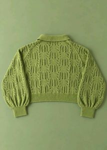 PEARL COLLAR LACE KNIT SWEATER