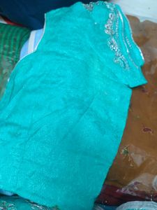 Teal Embellished Indian Sari