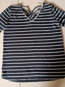 Striped Long Sleeve V-Neck Top