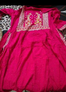 Vibrant Pink Embroidered Kurta Set