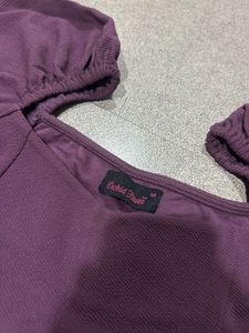 Purple Puff Sleeve Square Neck Top