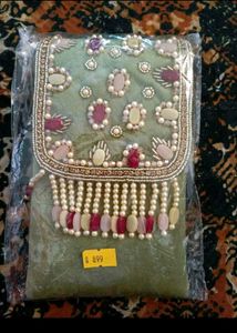 Embellished Velvet Clutch Bag