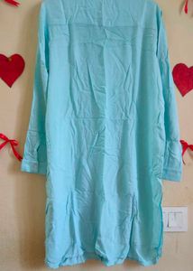 Sky Blue Shirt Dress with Long Sleeves