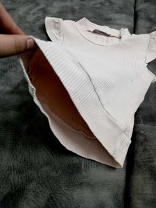 Ribbed Mock Neck Flutter Sleeve Top