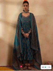 Kurta Set cotton Teal Paisley Print