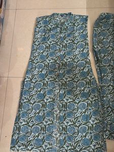 Blue Floral Print Kurta with Pants