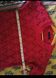 lara karen Chic Pink Pearl Knit Sweater