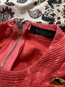 Coral Textured Bell Sleeve Top