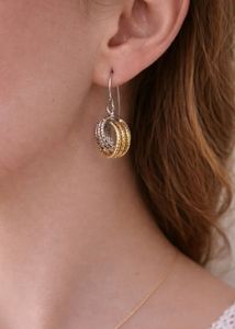 Chic Two-Tone Hoop Drop Earrings