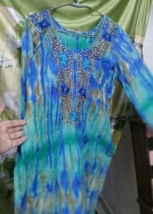 Stunning Blue Tie-Dye Kurta Set with Dupatta