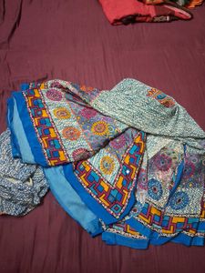 Blue Printed saree