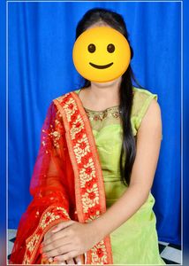 Elegant Lime Green Kurta Set with Red Dupatta
