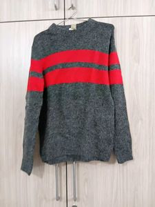 Striped Grey & Red Sweater