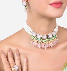 Pink Stone Statement chocker Set