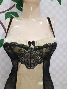 (1127)Black &amp; Beige Lace Lingerie