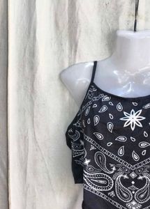 Black Bandana Print Crop Top