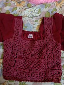 Maroon Crocheted Blouse