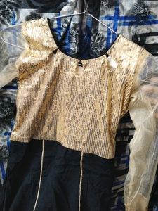 Black Golden Sequence Heavy Gown