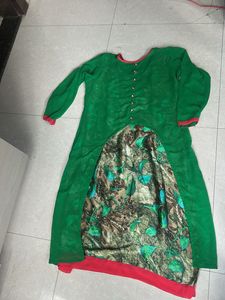 Green Kurta with Printed Panel