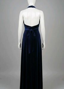 Luxurious Navy Blue Velvet Infinity Dress