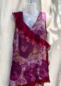 Boho Paisley Print Ruffled Tunic Top