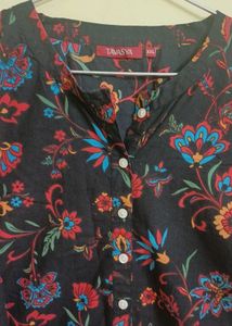 Black Floral Print Kurta