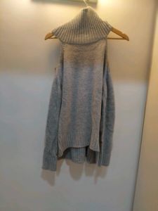 Gray Cold Shoulder Sweater