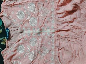 Peach Embroidered Kurta