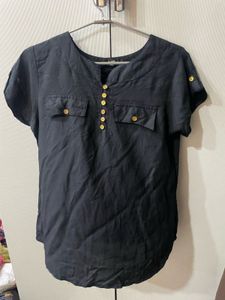 Chic Black Button-Up Top