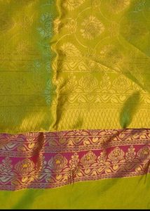 free shipping Vibrant Yellow Silk Saree with blous