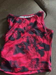 Red Black Abstract Print Tank Top