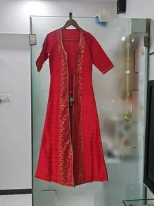 Red Ethnic Jacket with Gold Border