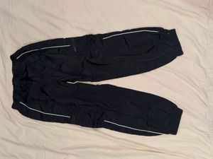 Black Cargo Pants with White Stripe