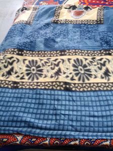Cozy Blue &amp; Yellow Printed Bedding Set