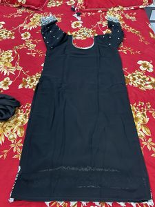 Elegant Black Embroidery Kurta Set with Wide-Leg