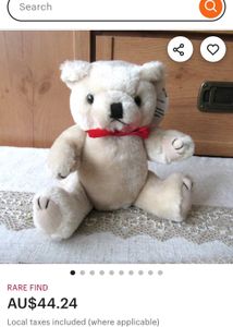Vintage 80s Collectible Teddy bear plush with baby