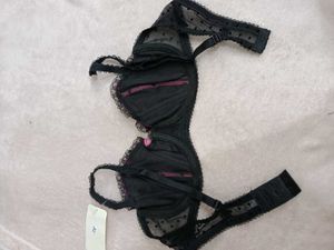 Pink Black Polka Dot Bra