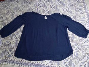 Navy Blue Cold Shoulder Top