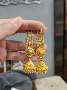 Exquisite Gold Tone Jhumka Earrings