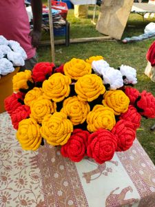 Handmade Crochet Rose set of 3
