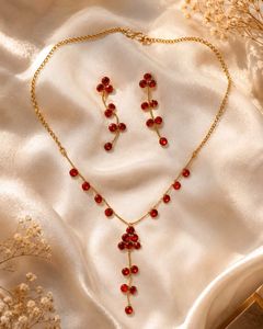 🔥 MEGA SALE OFFER 🔥 Red Gemstone Necklace Set