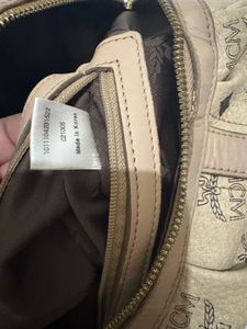 MCM Cognac Visetos Coated Canvas Boston Bag