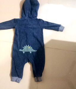Cute Baby Blue Hooded Romper