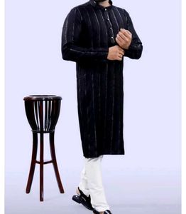 Men's Black Striped Kurta