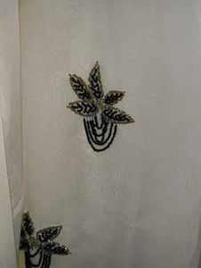 Cream Dupatta with Black Embroidery