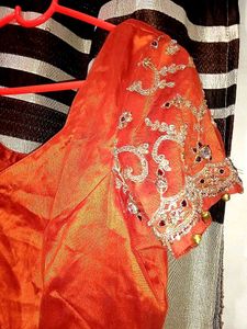 Stunning Orange Embroidered Bridal Lehenga