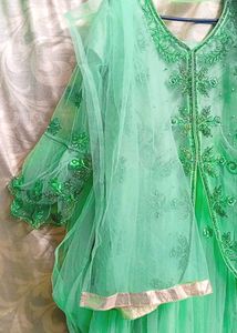 Stunning Green Embroidered Gaon Set