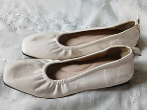 Cream Ballet Flats - Square Toe