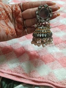 Exquisite Mirror & Pearl Jhumka Earrings